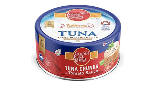 GOLDEN PRIZE TUNA CHUNKS IN TOMATO SAUCE 185GM