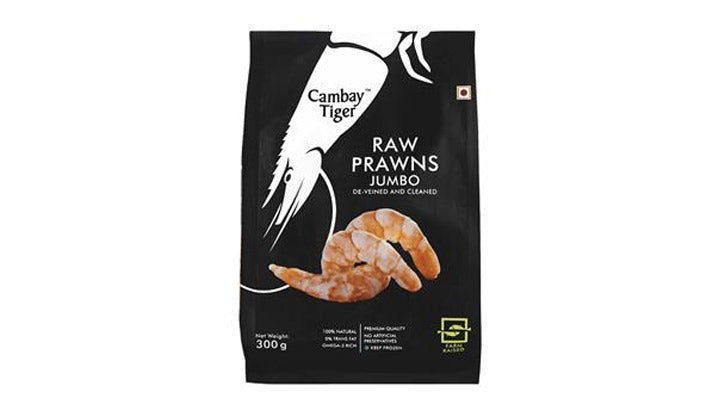 CAMBAY TIGER SUPER JUMBO PRAWNS 300GMS